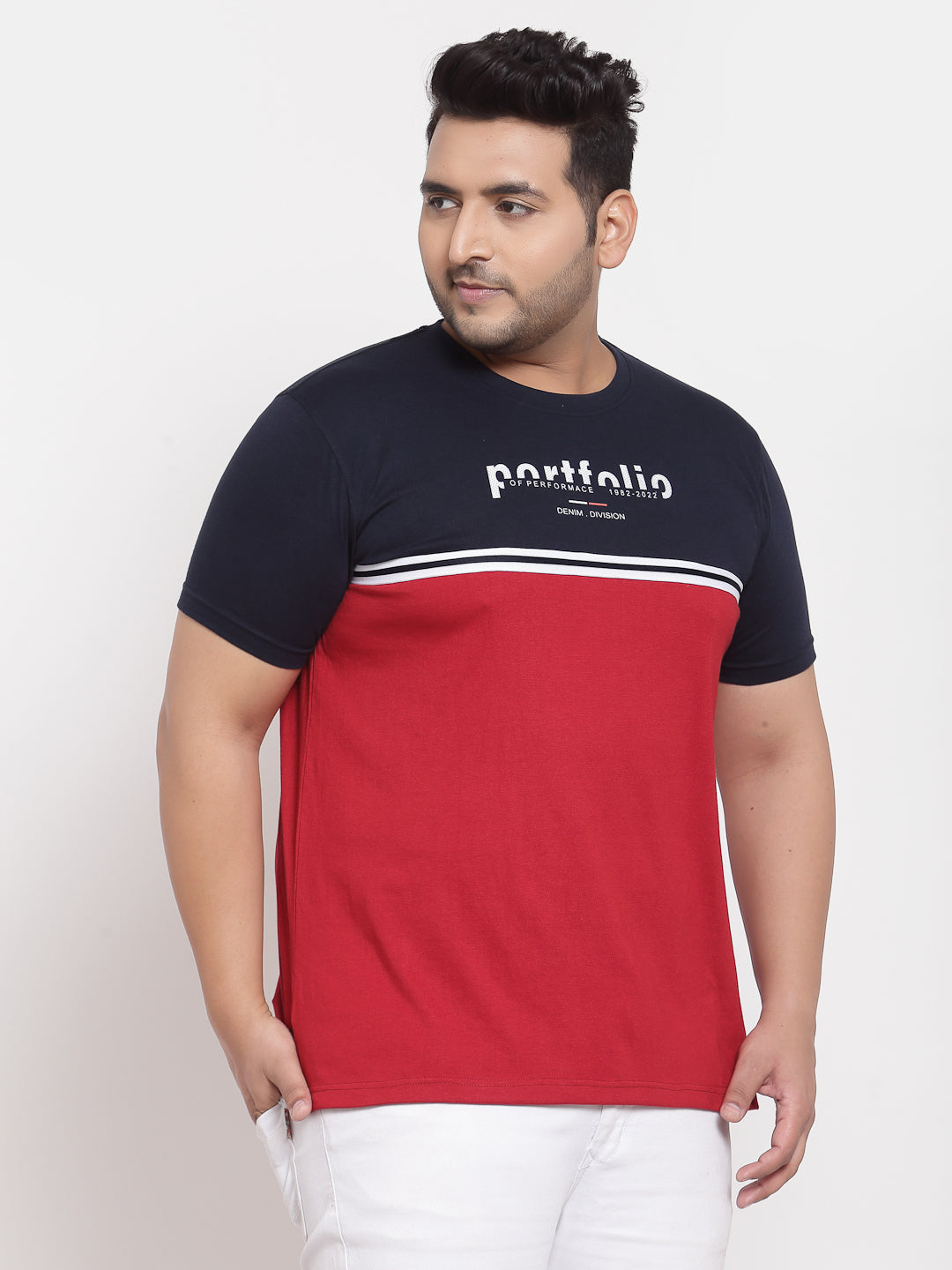 PlusS Men Red Colourblocked T-shirt