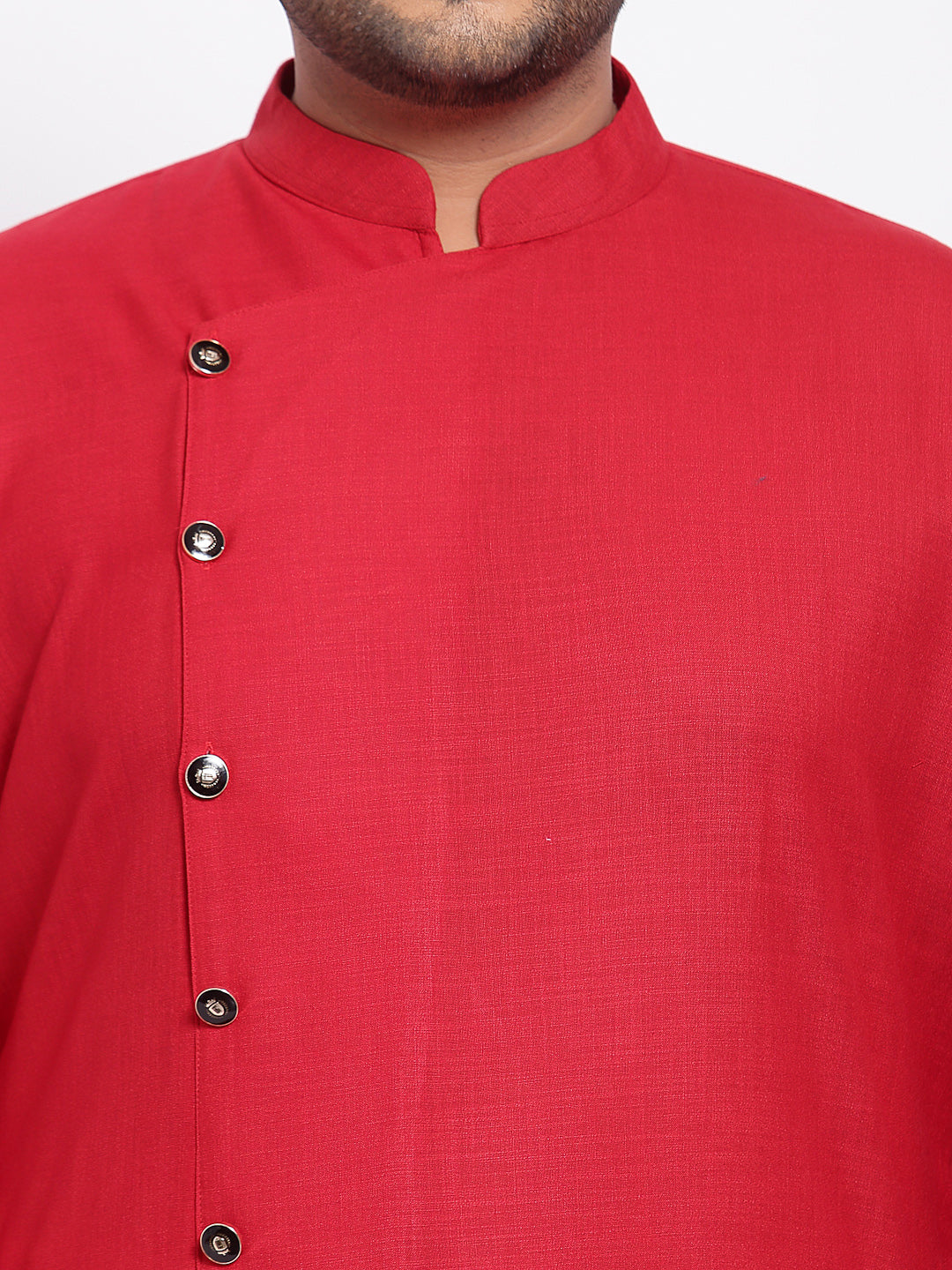 plusS Men Red  White Regular Pure Cotton Kurta with Pyjamas