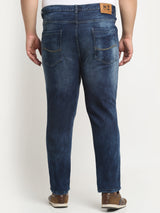 plusS Men Plus SizeÂ Comfort Mildly Distressed Light Fade Stretchable Cotton Jeans