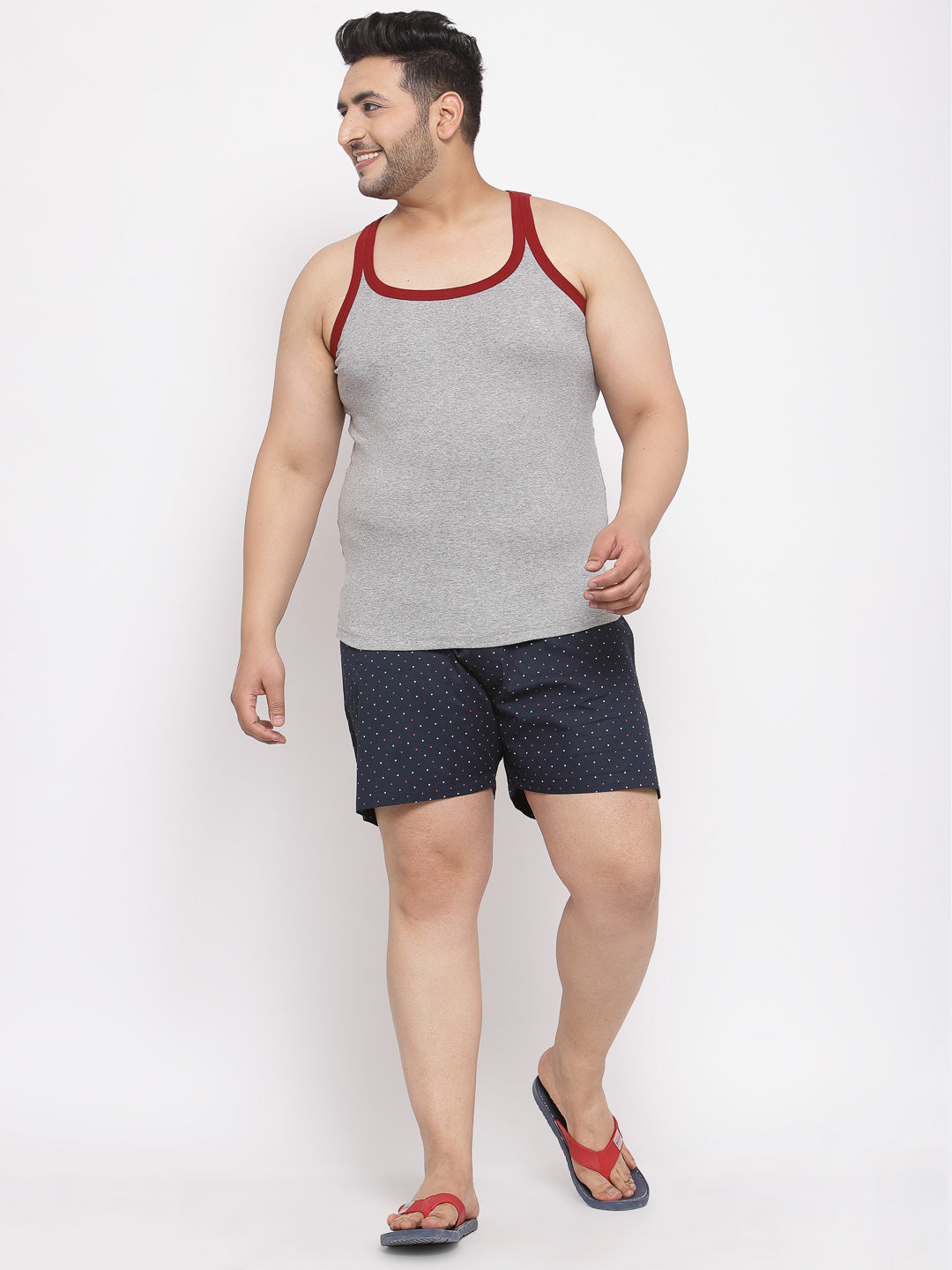 plusS Men Plus Size Grey  Maroon Solid Innerwear Vest