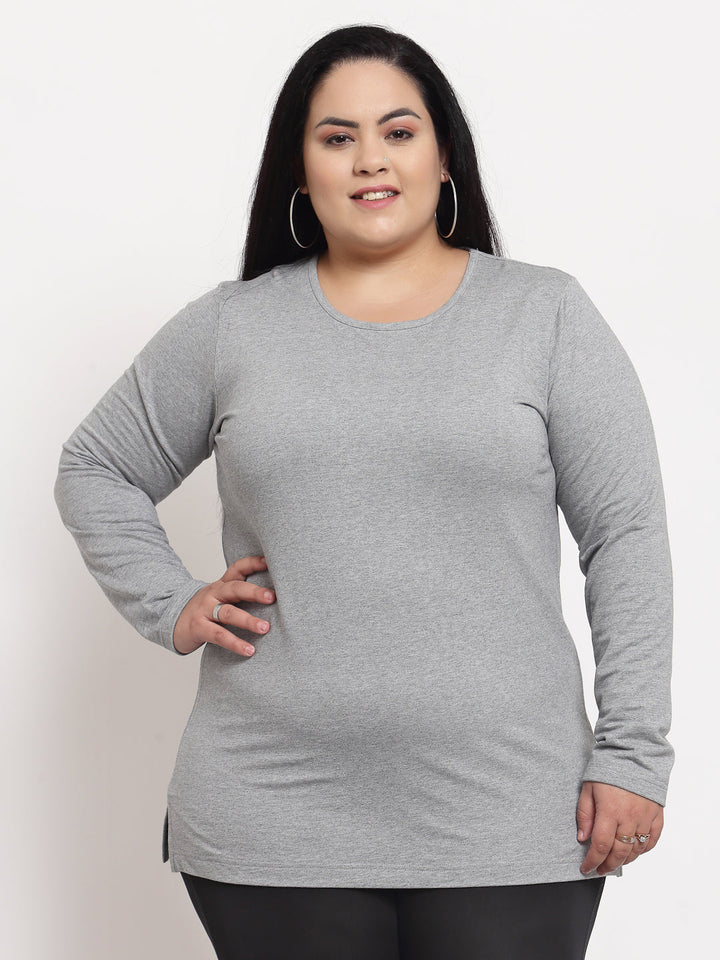 plusS Grey Pure Cotton Knitted Top