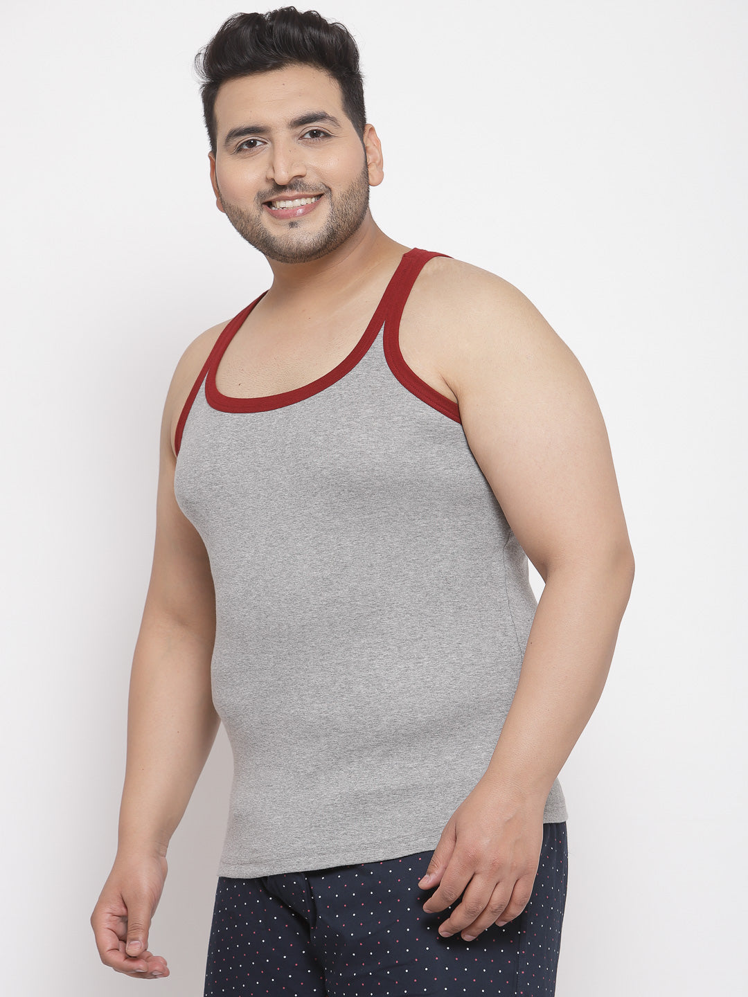 plusS Men Plus Size Grey  Maroon Solid Innerwear Vest