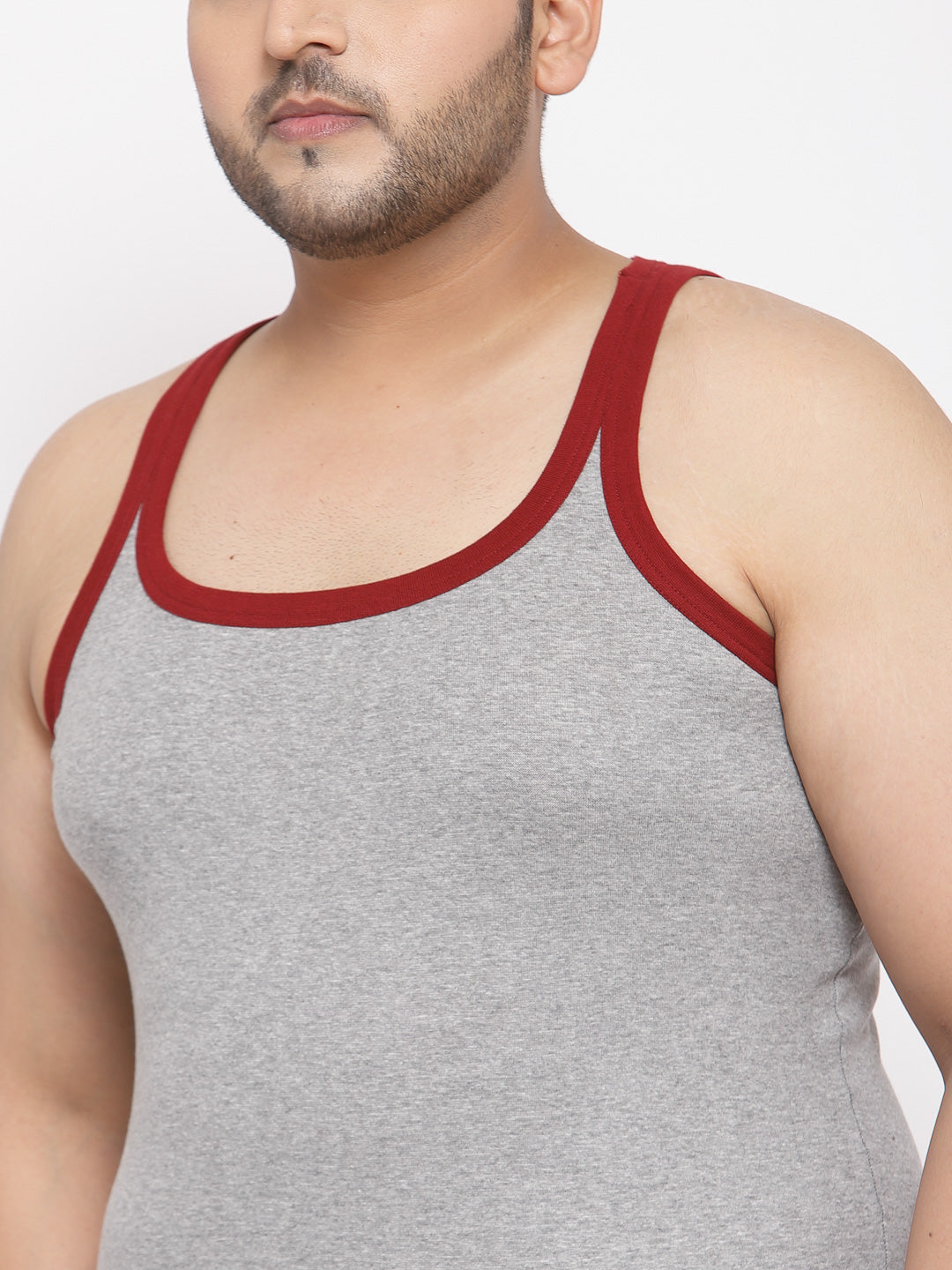 plusS Men Plus Size Grey  Maroon Solid Innerwear Vest