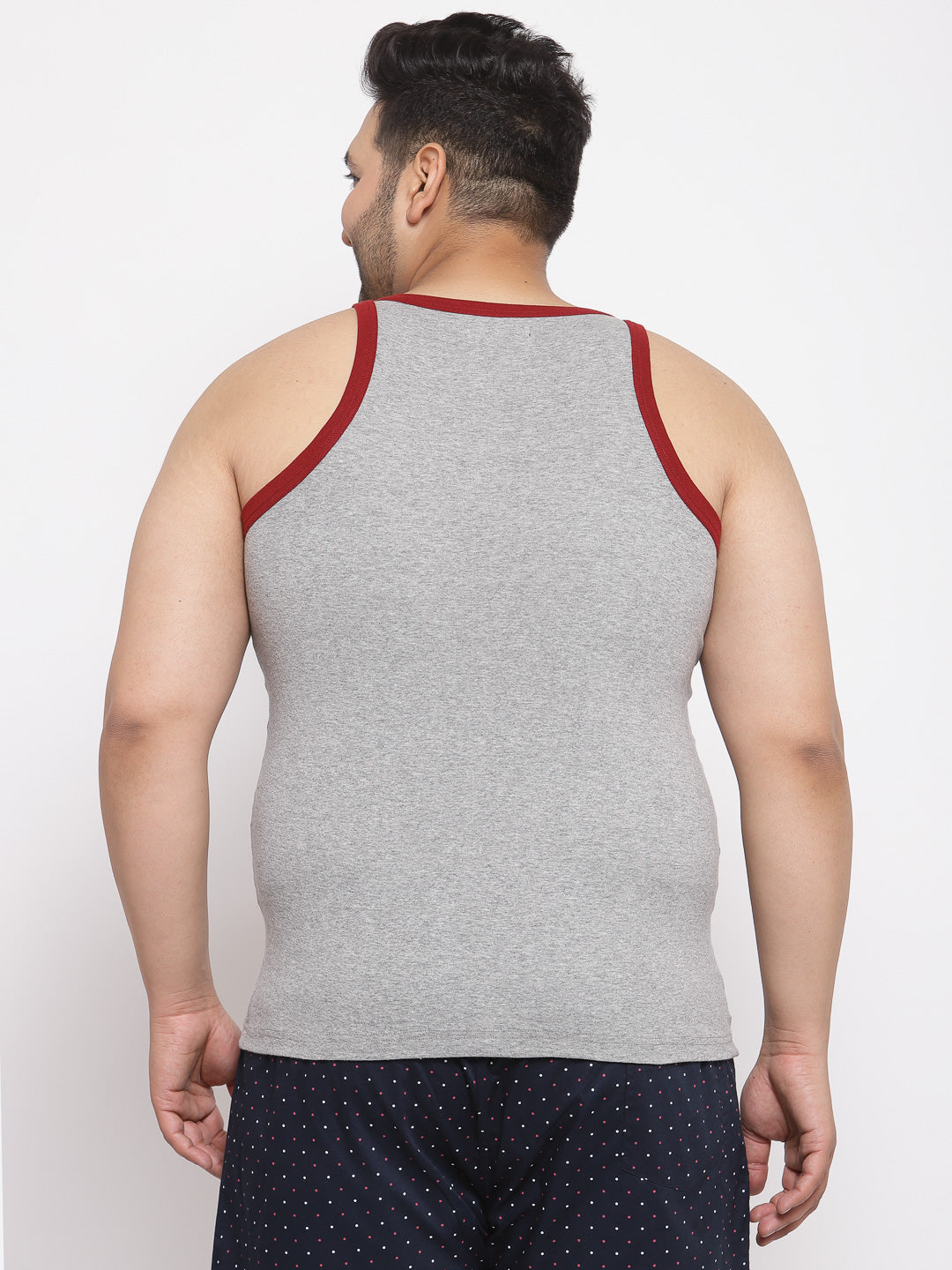 plusS Men Plus Size Grey  Maroon Solid Innerwear Vest