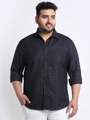 Men Plus Size Checked Casual Shirt