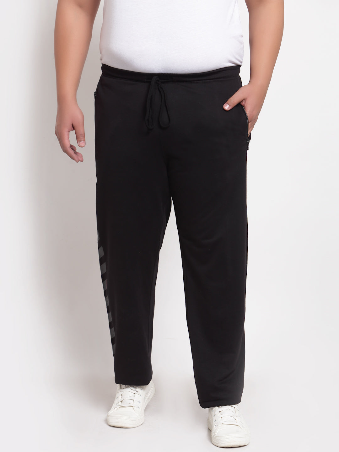 Men Black Solid Straight-Fit Track Pants