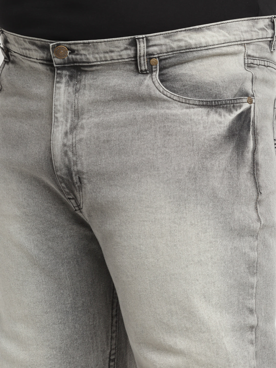 plusS Men Plus SizeÂ Comfort Regular-Fit Heavy Fade Stretchable Cotton Jeans