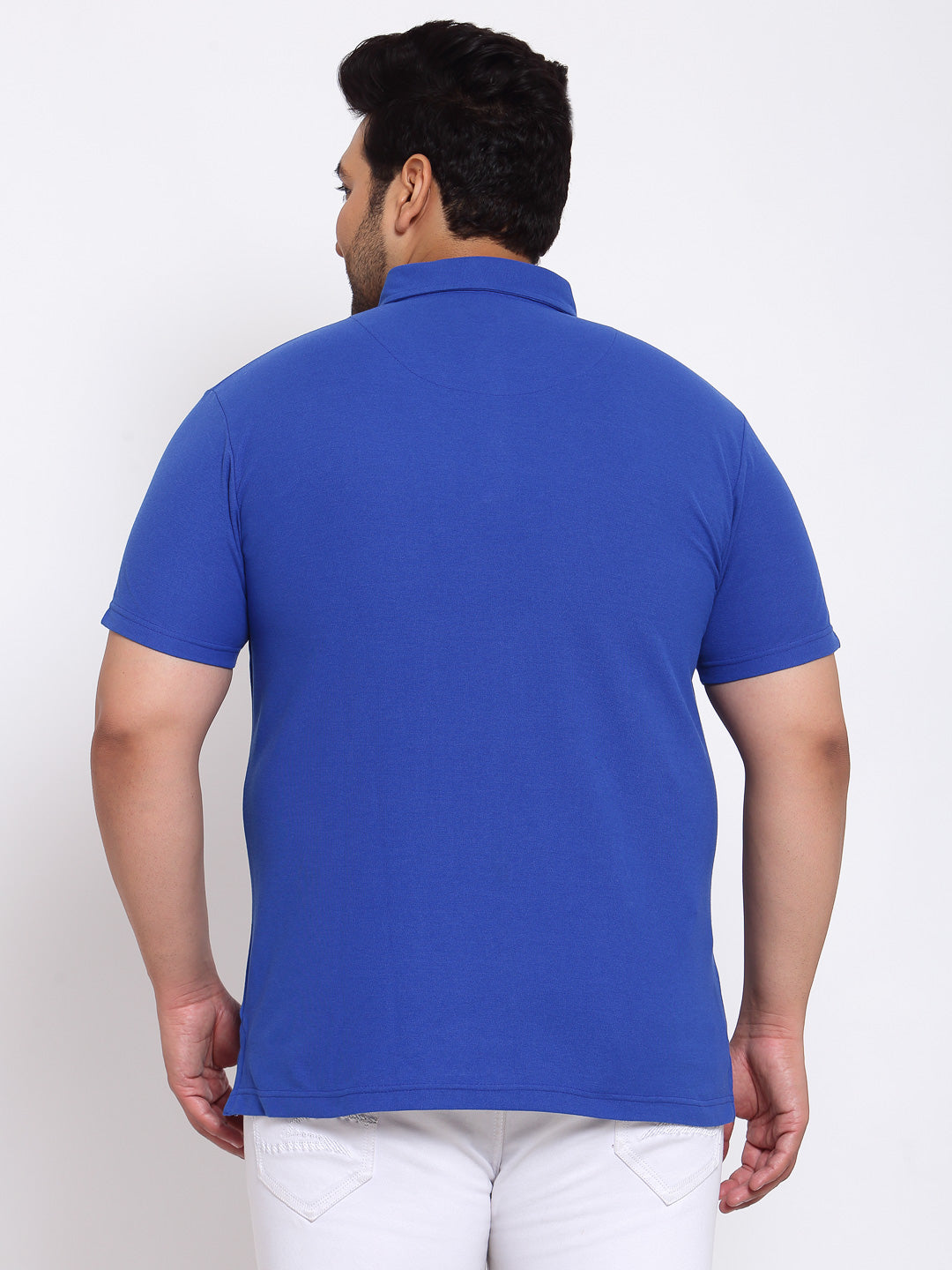 plusS Men Blue Polo Collar T-shirt