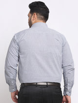 plusS Plus Size Grey Micro Checked Cotton Formal Shirt