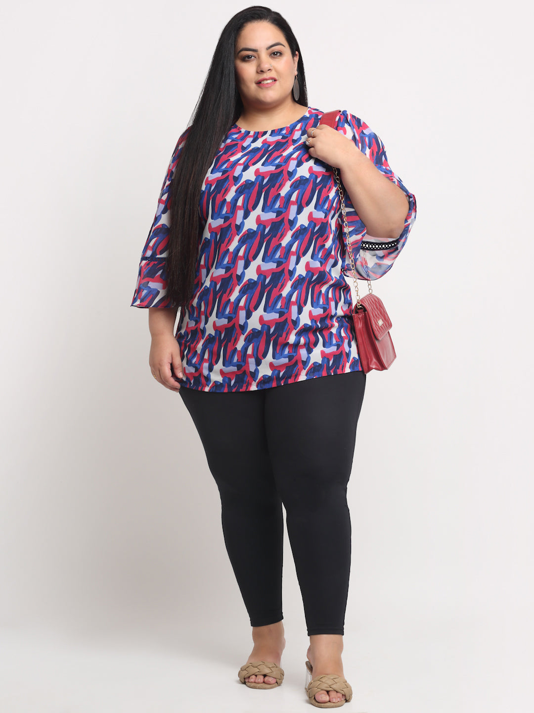 plusS Blue Plus Size Printed Top