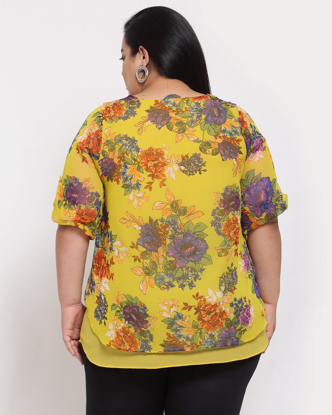 plusS Yellow Floral Regular Top