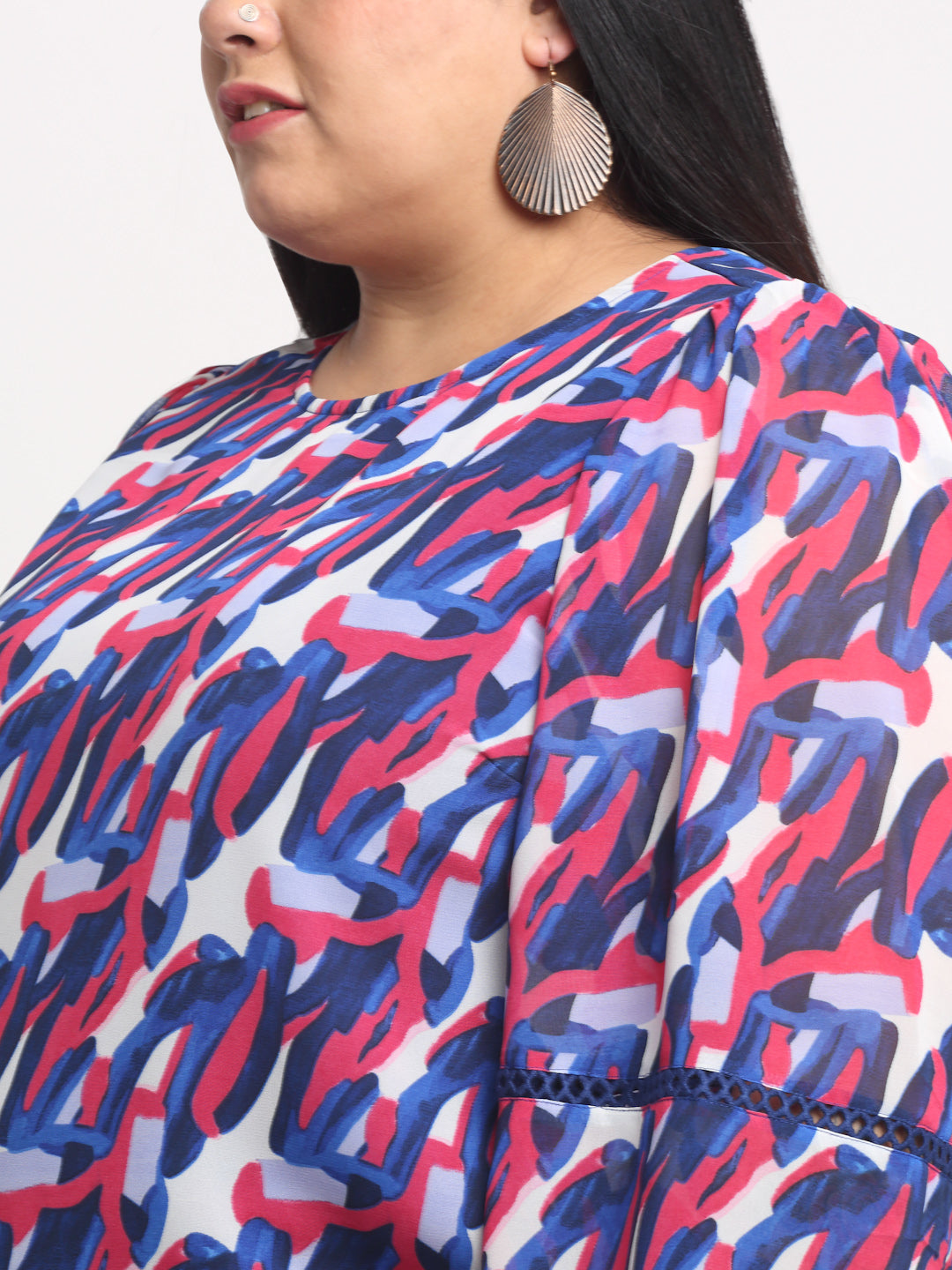 plusS Blue Plus Size Printed Top