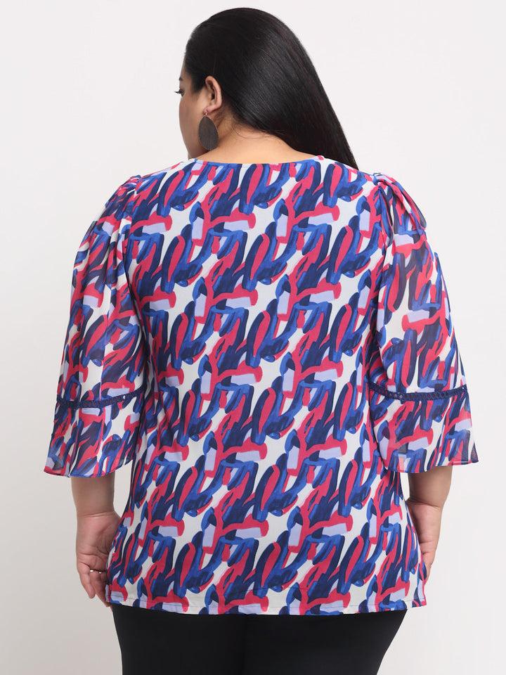 plusS Blue Plus Size Printed Top