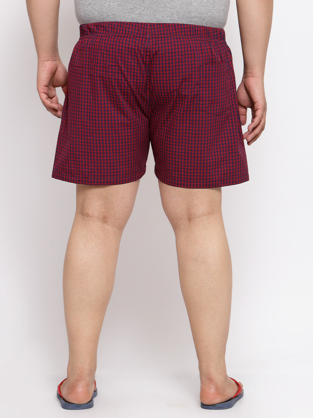 plusS Men Plus Size Maroon  Black Checked Pure Cotton Boxers MBX208E