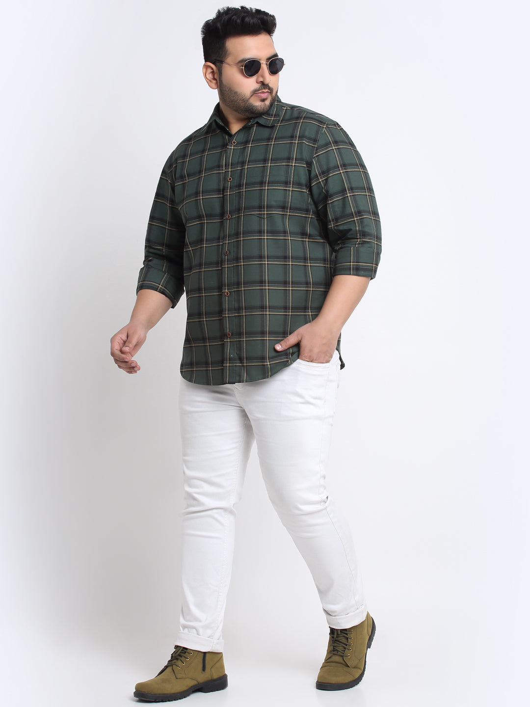 Plus Size Tartan Checked Casual Shirt