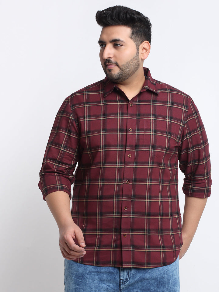 Plus Size Tartan Checked Casual Shirt