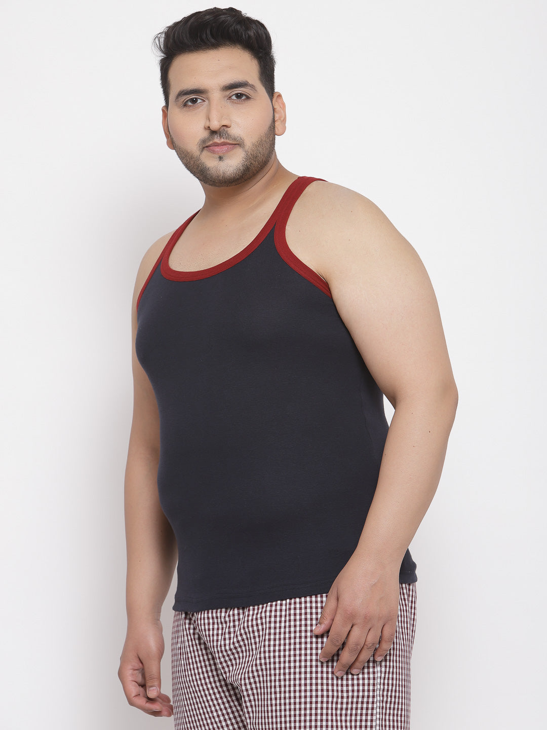 plusS Men Navy Blue Solid Tank Innerwear Vest