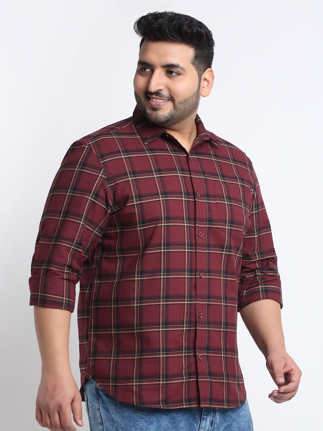 Plus Size Tartan Checked Casual Shirt