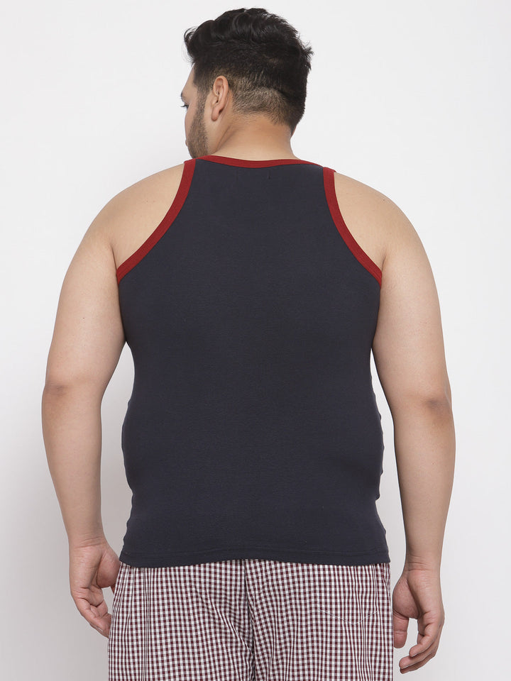 plusS Men Navy Blue Solid Tank Innerwear Vest