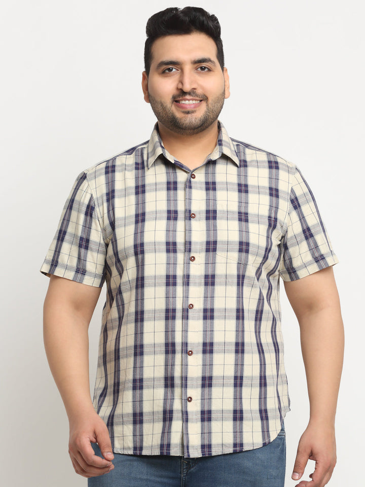 Plus Size Tartan Checks Cotton Casual Shirt