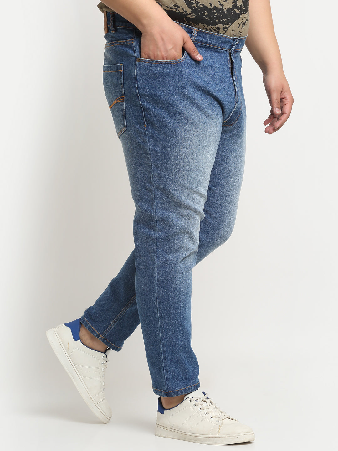 plusS Men Plus SizeÂ Comfort Regular-Fit Light Fade Stretchable Cotton Jeans