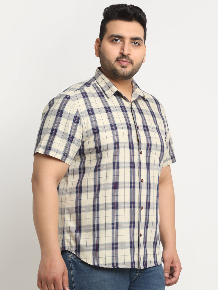 Plus Size Tartan Checks Cotton Casual Shirt