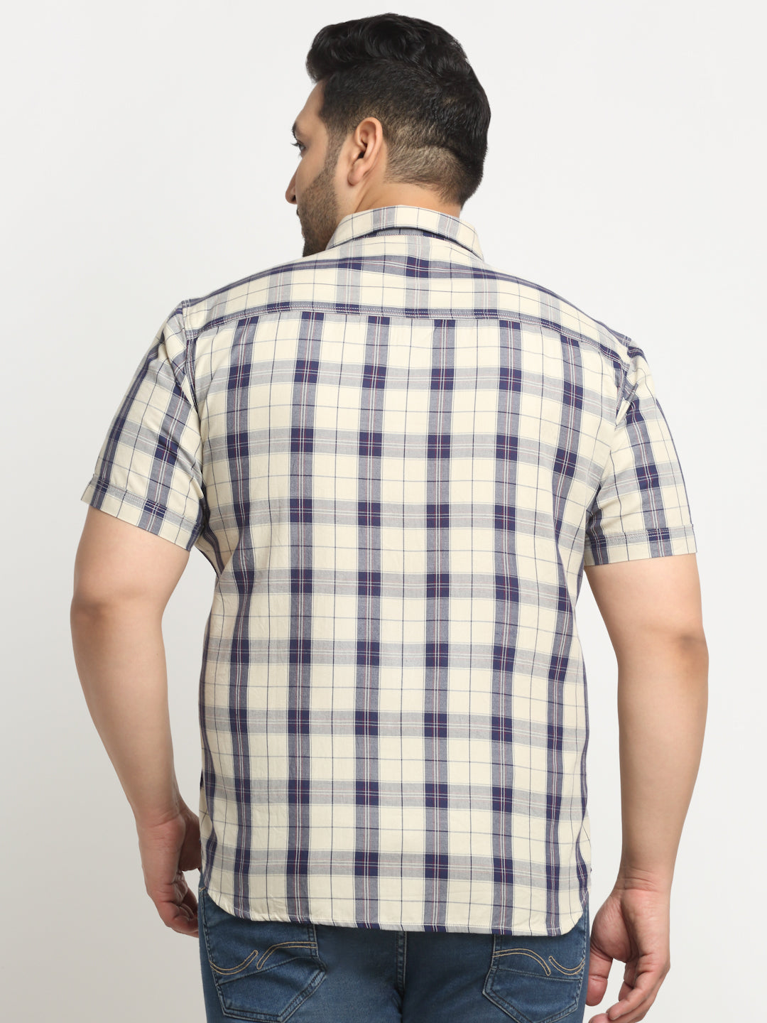 Plus Size Tartan Checks Cotton Casual Shirt
