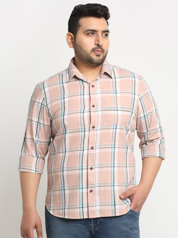 Men Tartan Checked Casual Cotton Shirt