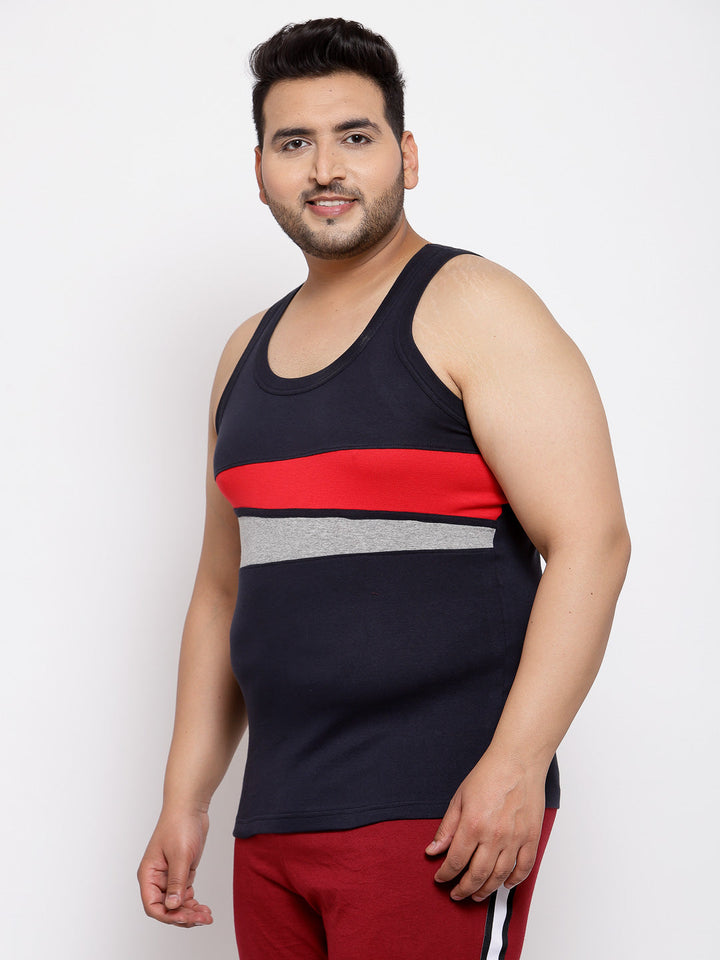 plusS Men Navy Blue  Grey Printed Innerwear Vest