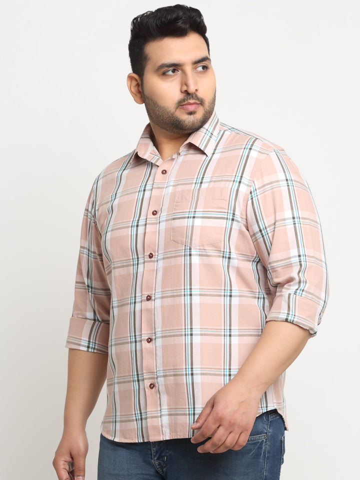 Men Tartan Checked Casual Cotton Shirt