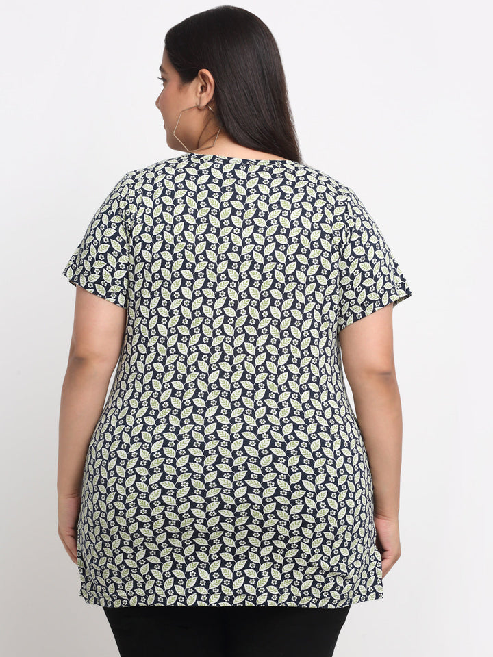 Plus Size Floral Printed Cotton T-shirt