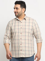 plusS Plus Size Checked Cotton Casual Shirt