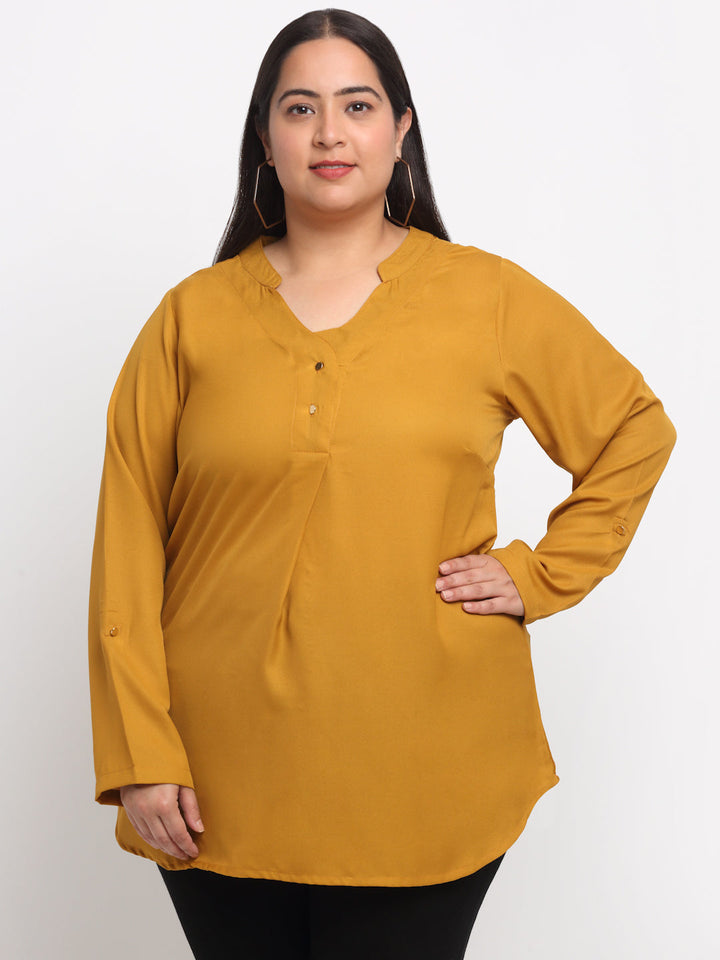 plusS Mandarin Collar Longline Top