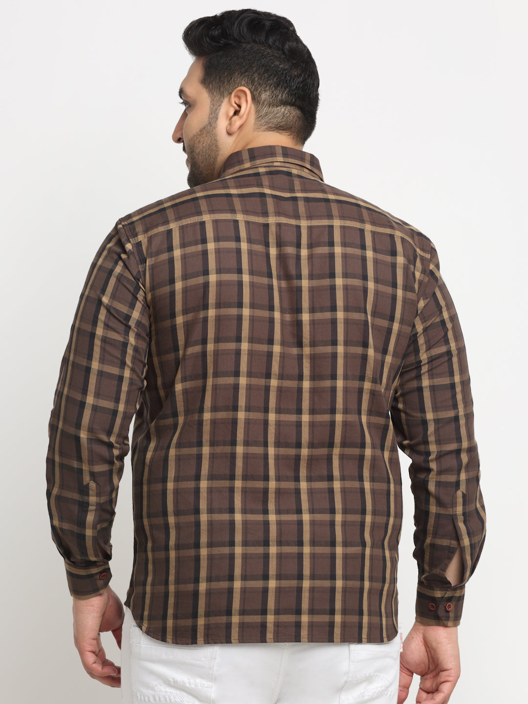 Tartan Checked Spread Collar Cotton Casual Shirt