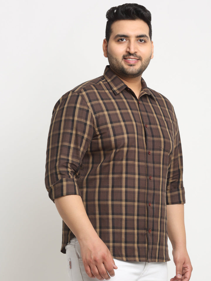 Tartan Checked Spread Collar Cotton Casual Shirt