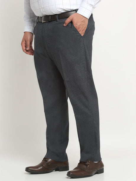 Men Blue Mid-Rise Cotton Formal Trousers