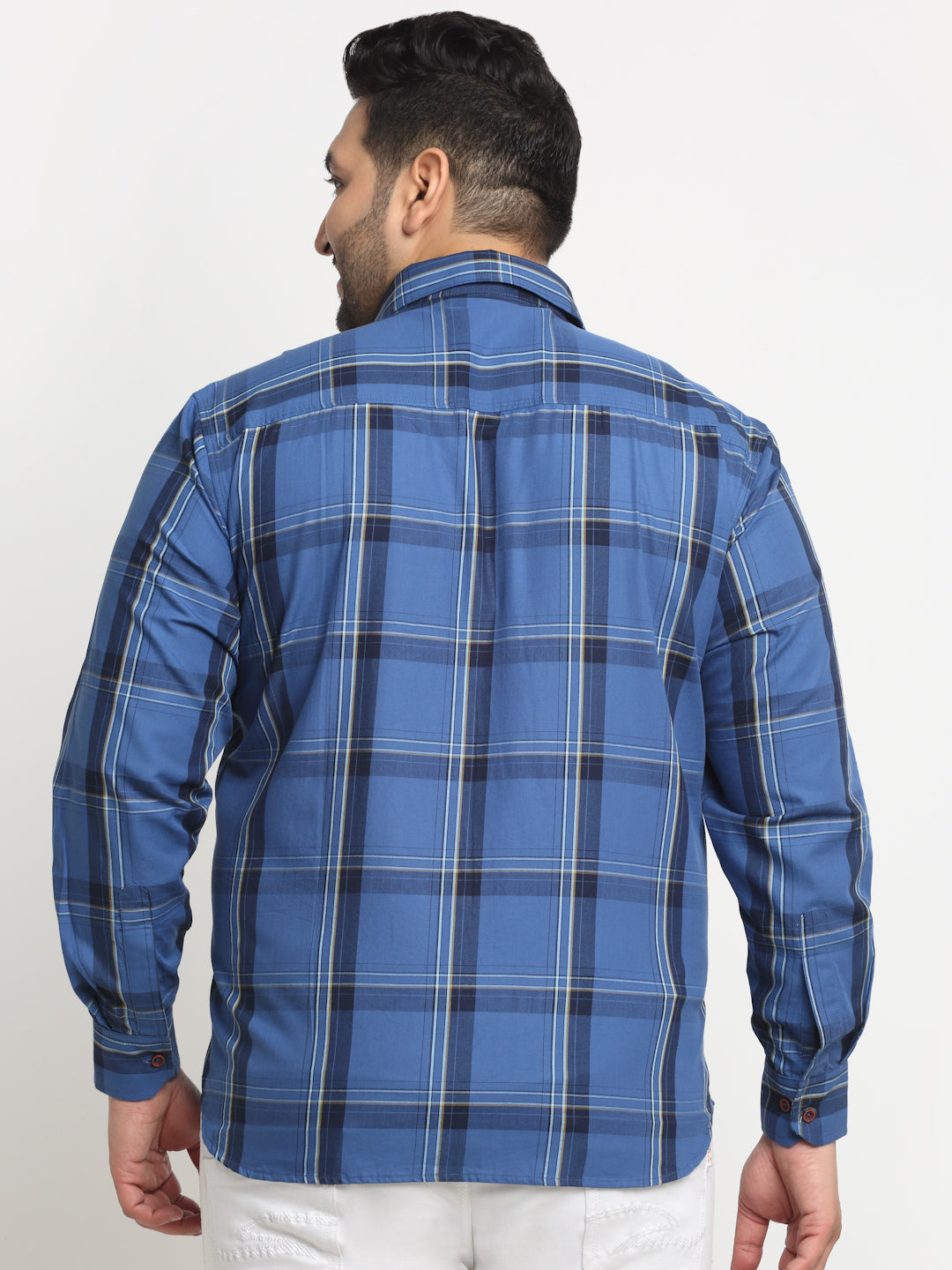 Plus Size Tartan Checks Cotton Casual Shirt