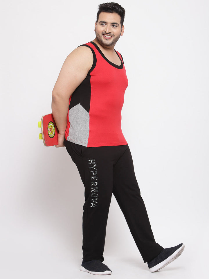 plusS Men Red Solid Innerwear Vest