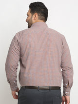 plusS Plus Size Pink Micro Checked Opaque Formal Shirt