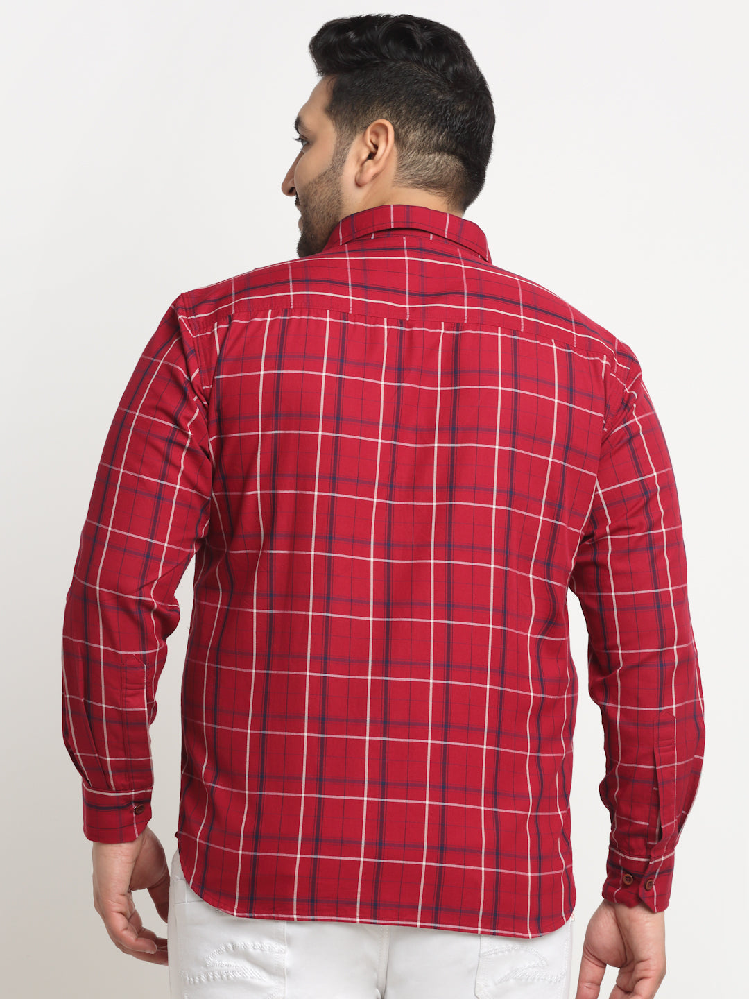 Plus Size Tartan Checks Cotton Casual Shirt