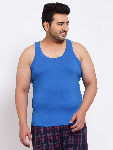 plusS Men Blue Cotton Innerwear Vest