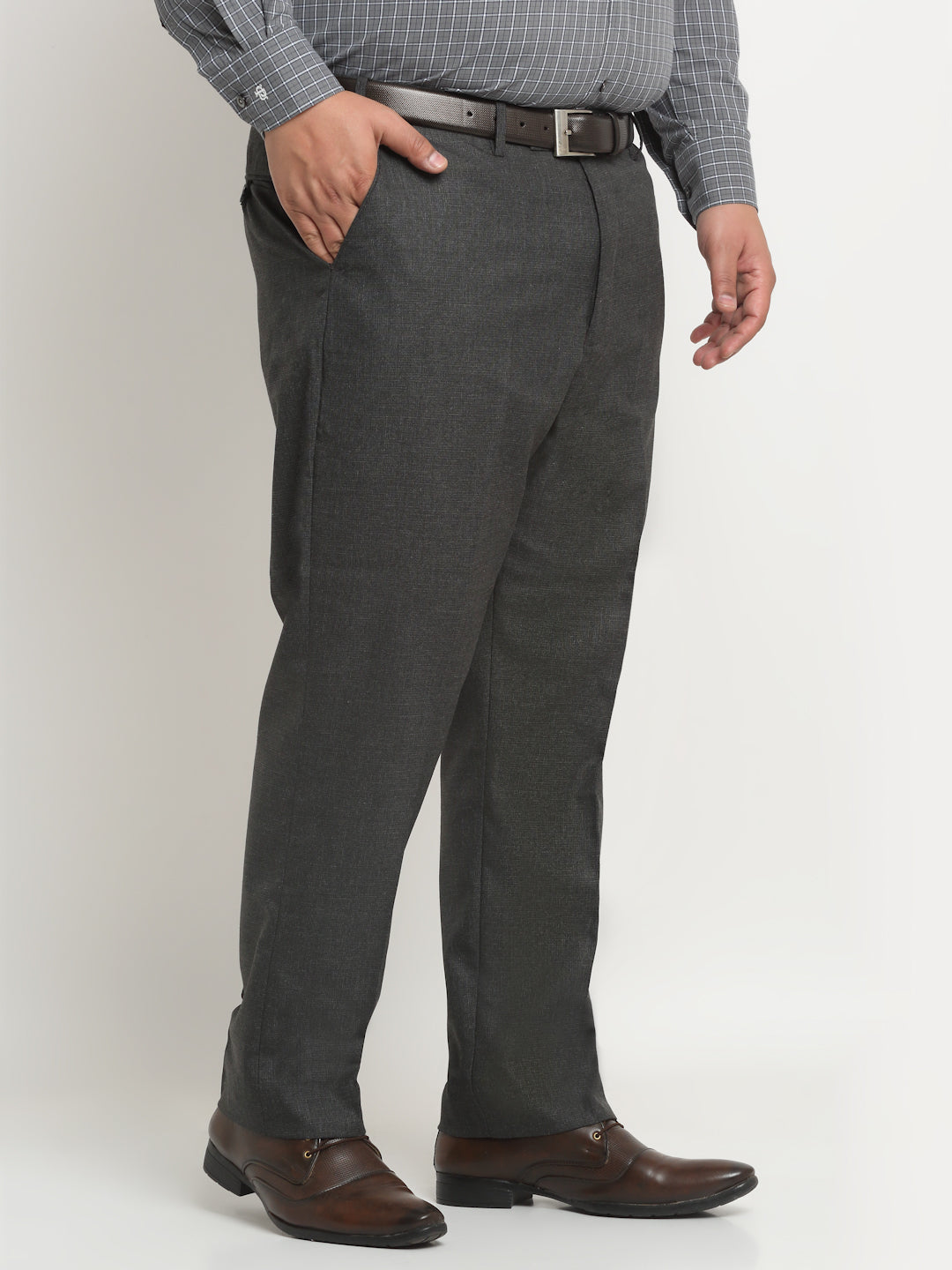 Sojanya (Since 1958) Men's Cotton Blend Sky Blue Solid Formal Trousers
