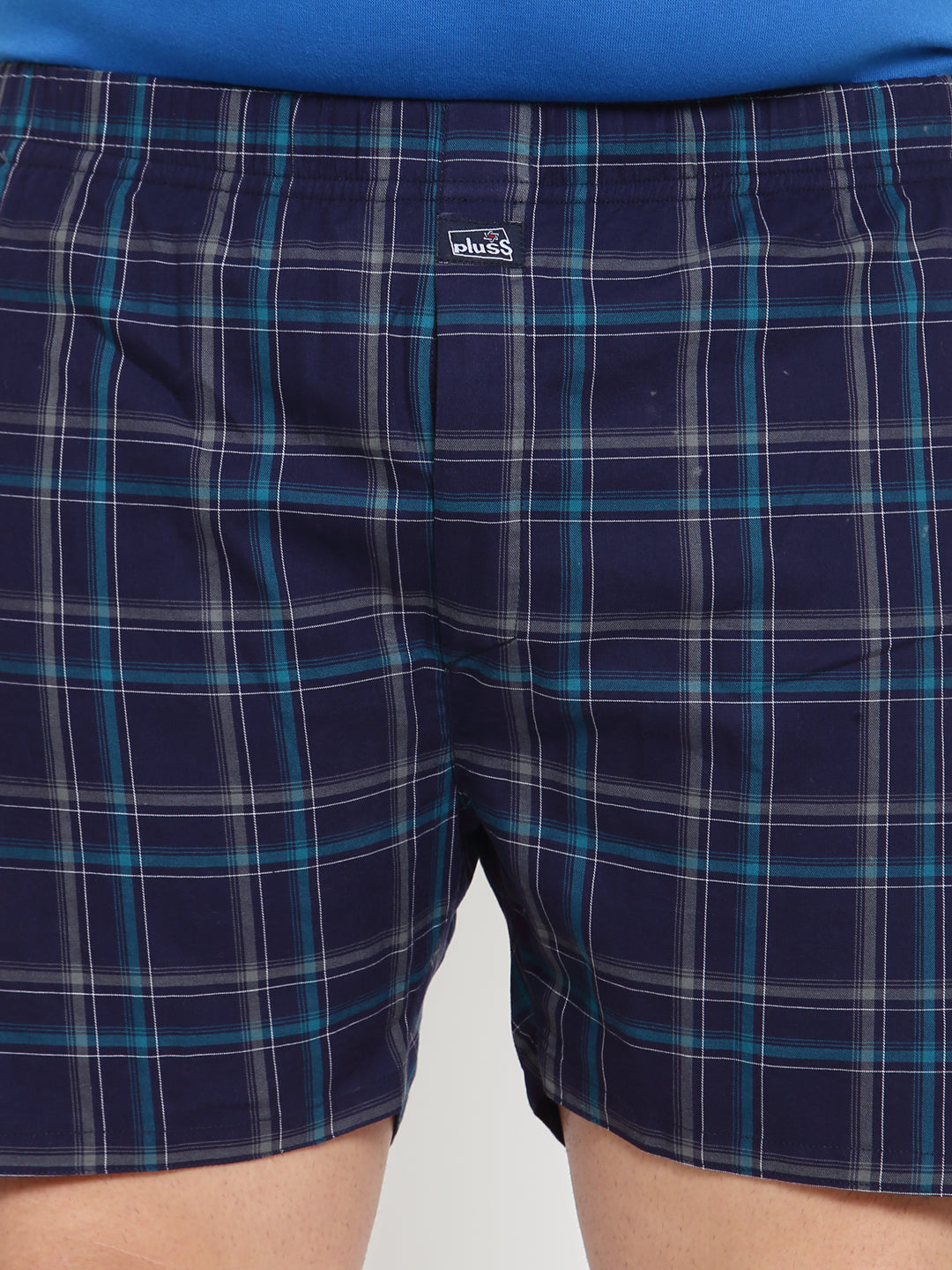 Men White & Green Checked Cotton Boxers MBX208E