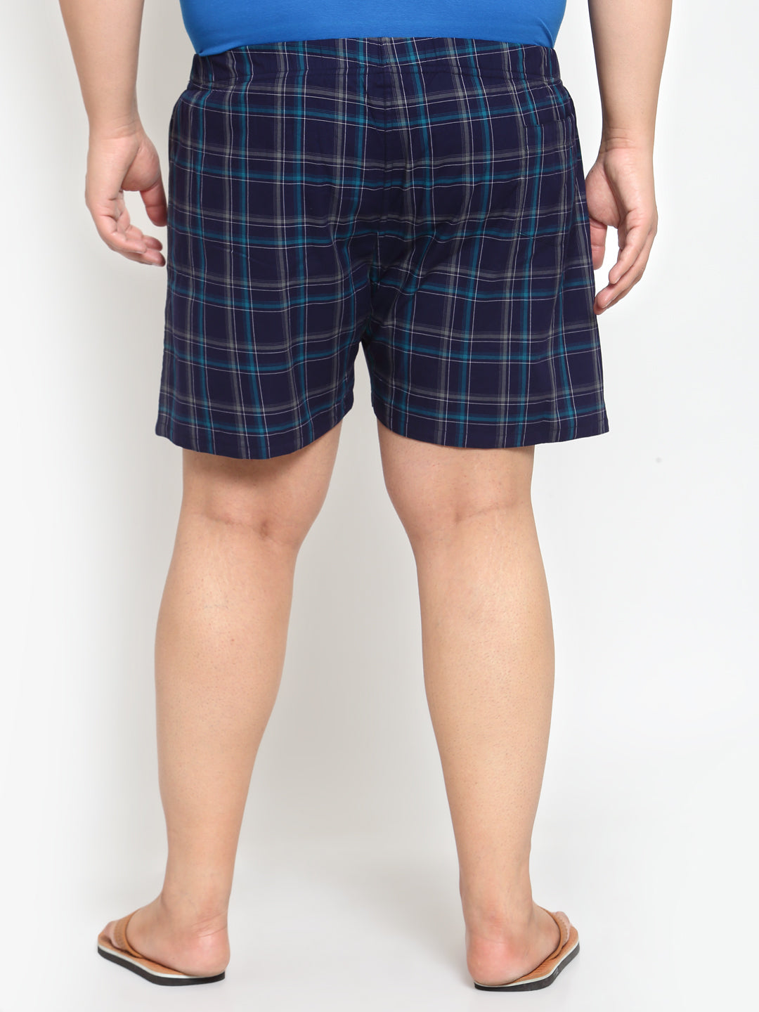 Men White & Green Checked Cotton Boxers MBX208E