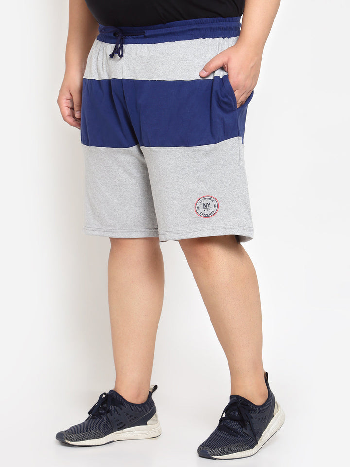 Men Grey Colourblocked Regular Fit Regular Shorts