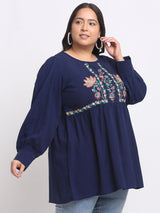 Plus Size Floral Embroidered Top