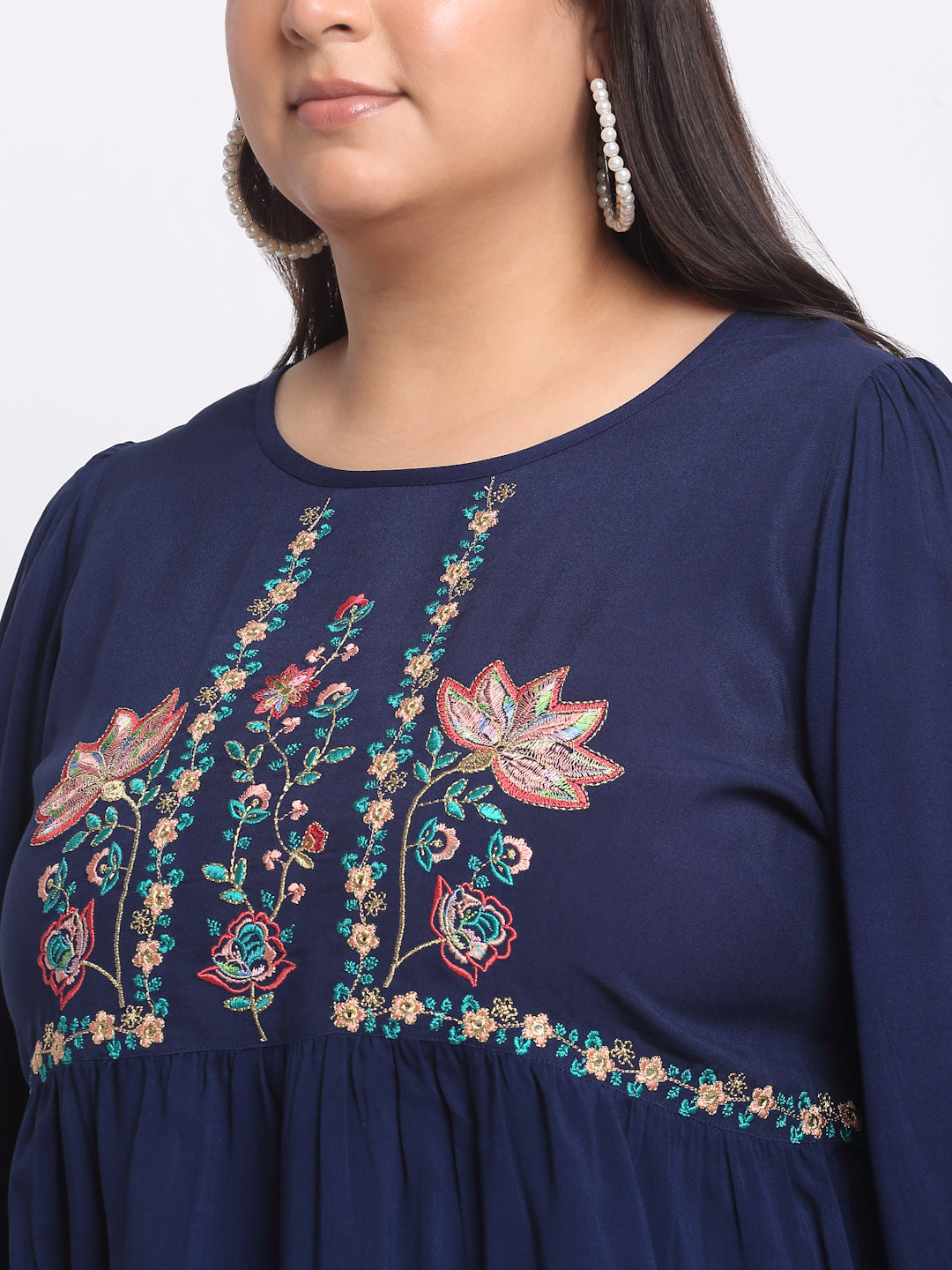 Plus Size Floral Embroidered Top