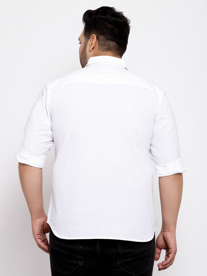 plusS Men Plus Size White Regular Fit Solid Casual Shirt