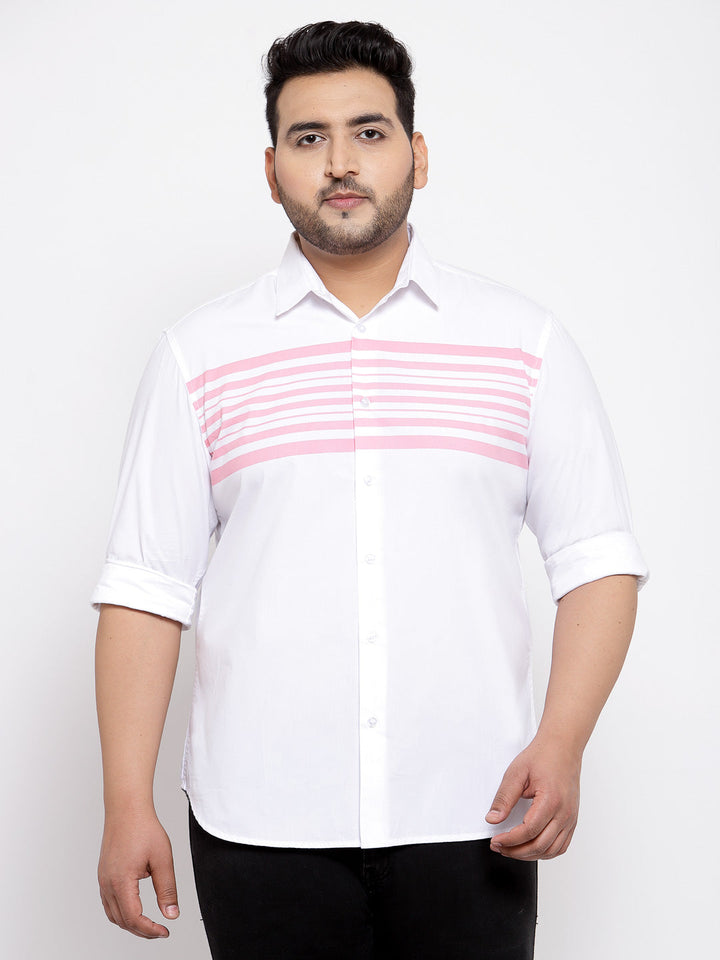 plusS Men Plus Size White Regular Fit Solid Casual Shirt