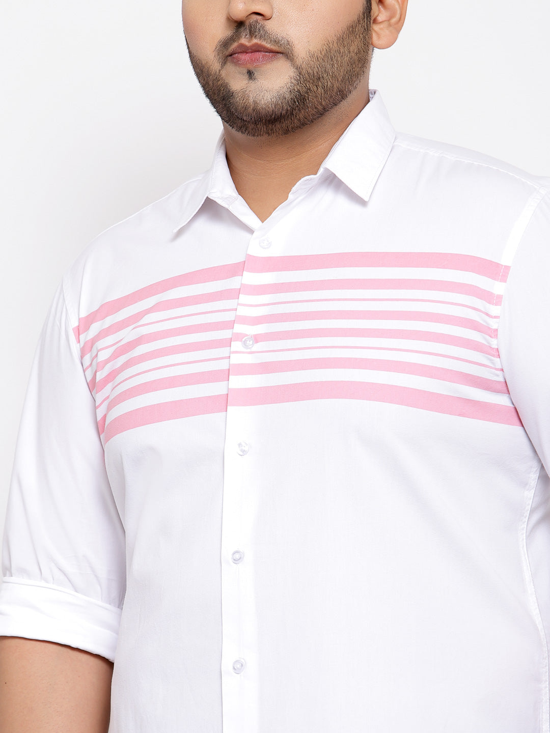 plusS Men Plus Size White Regular Fit Solid Casual Shirt